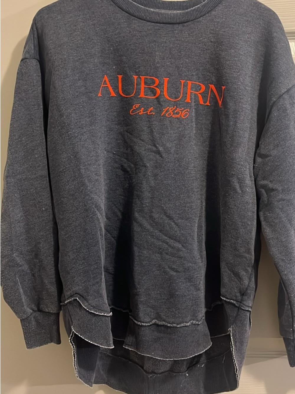 Auburn Embroidered Crewneck Sweatshirt - Charcoal Gray with Orange Logo
